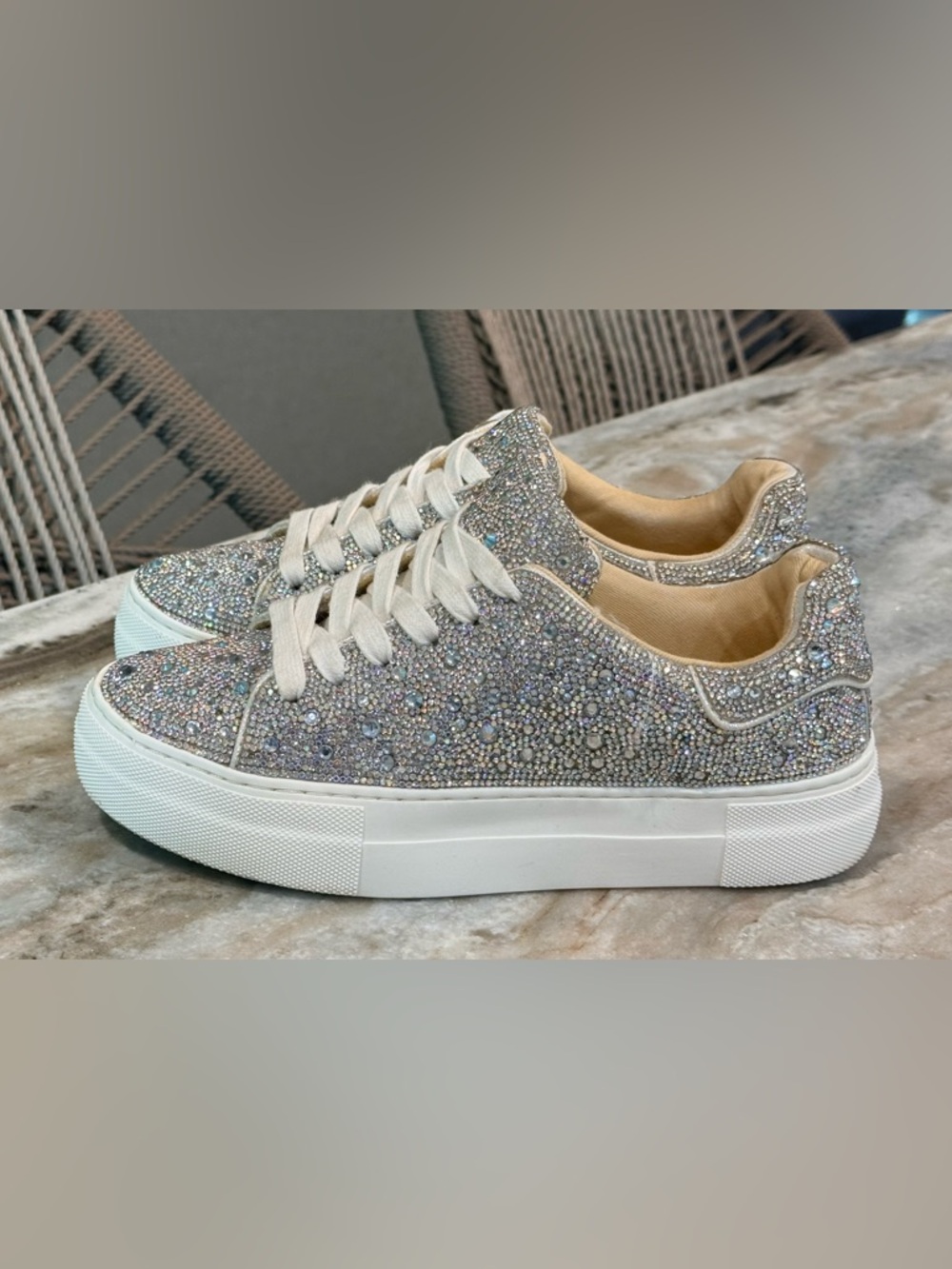 Women’s BETSEY JOHNSON Sidny rhinestone platform sneakers- Size 6. - Picture 2 of 10